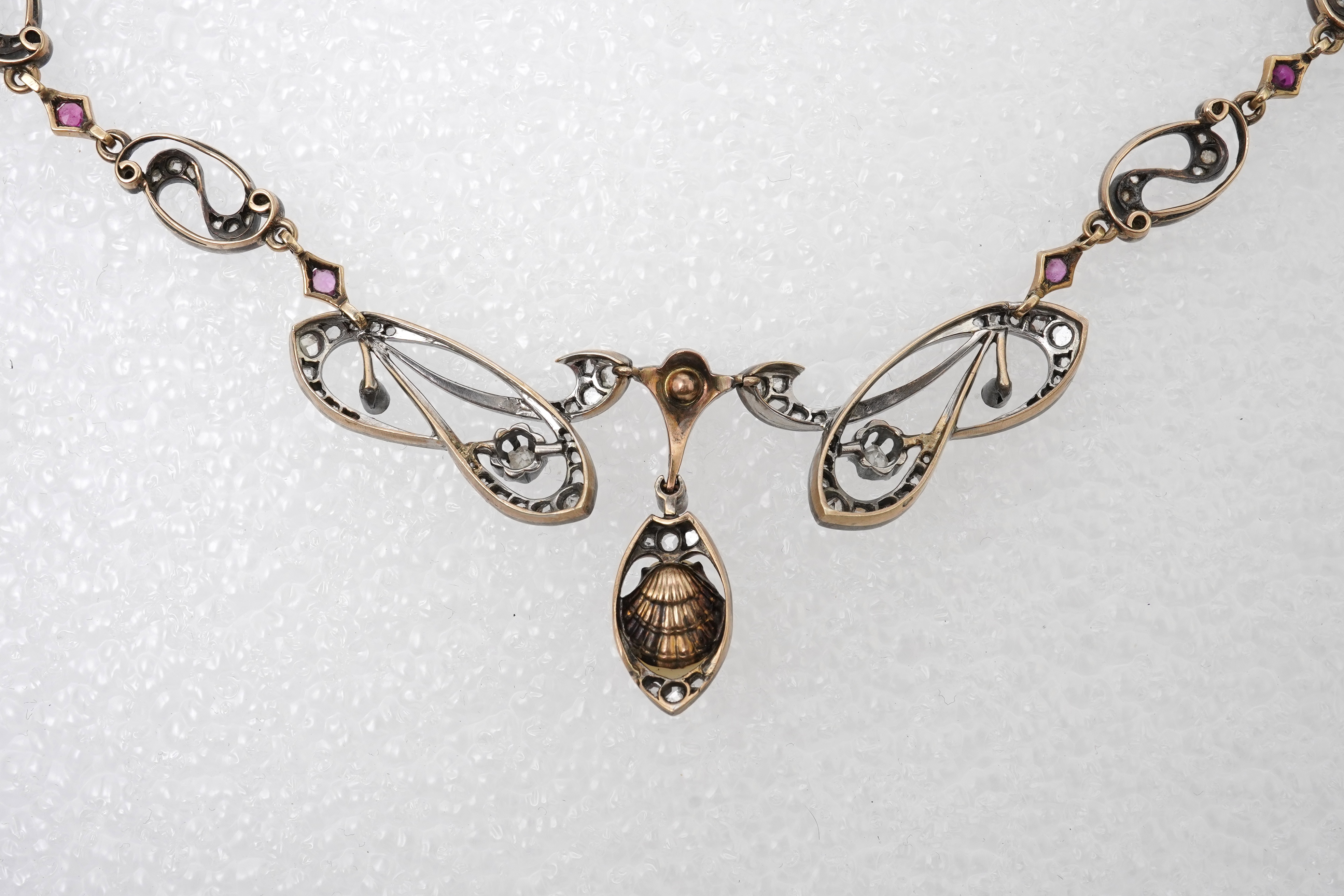 An Art Nouveau ruby, pearl and diamond necklace, France, early 20th century